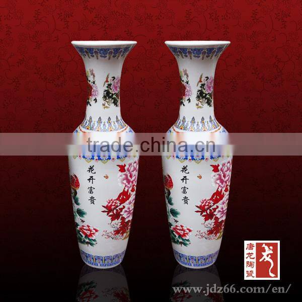 Luxury home decor big Jingdezhen hand painted ceramic vase