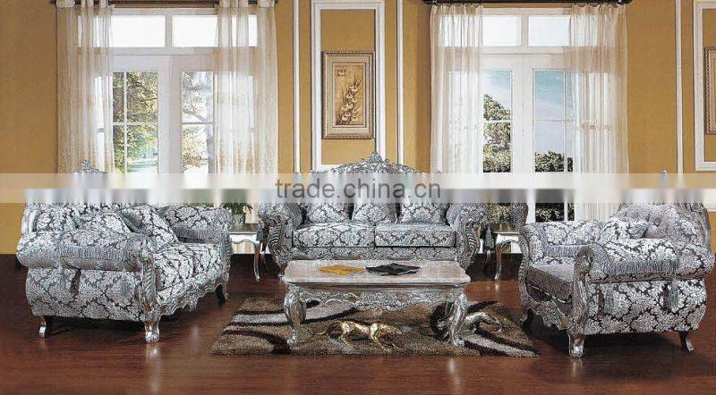 Luxury Design Hotel Ktv Rooms Furniture Customized Silver Foil 7 Seater Sofa Set