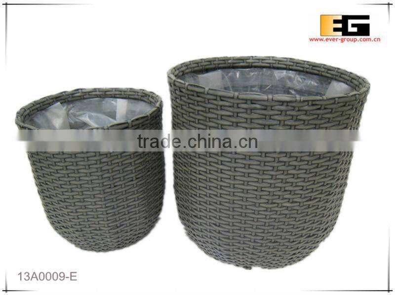 PE/plastic rattan with liner flower baskets