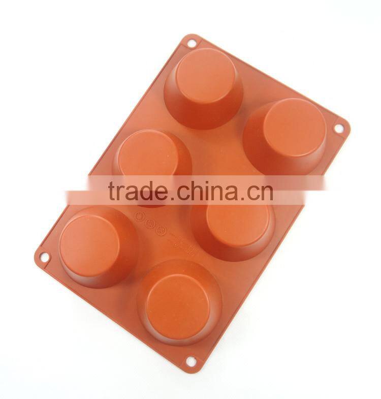 LFGB certification Wholesale 6 hole half round shape silicone cake mold / jelly pudding mold soap chocolate molds