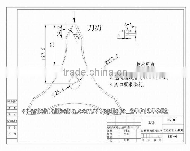 255X3T Brush cutter blade