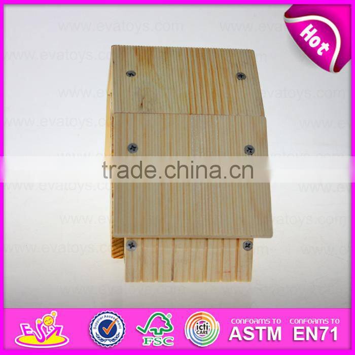 2015 Top New Natural colour Wooden Bird House,Popular wooden bird house,Cheap outdoor hanging wooden birds house for kit W06F012