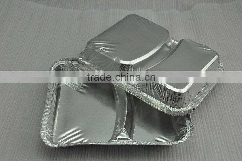 Oven and microwave safe flight meal aluminum tray with compartments