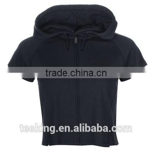 Summer short sleeves zip up women crop top