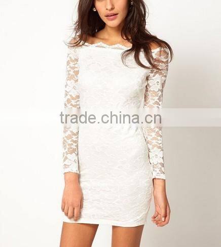 New arrival long sleeve lace dress women tight evening dress 2017