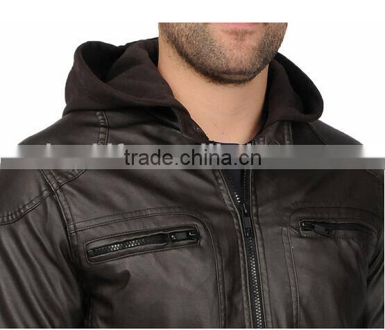 Men's Motorcycle Jacket With Attached Jersey Hood