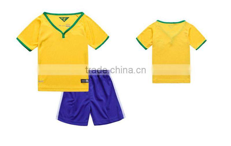 OEM kids soccer jersey single jersey uniforms, 100% polyester barcelona soccer jersey