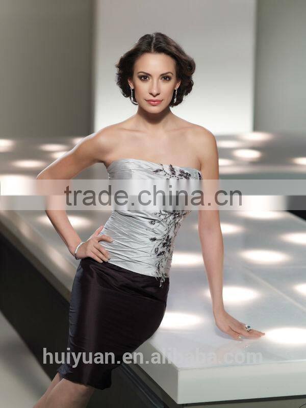 fancy design short satin women contrast color fashion dress