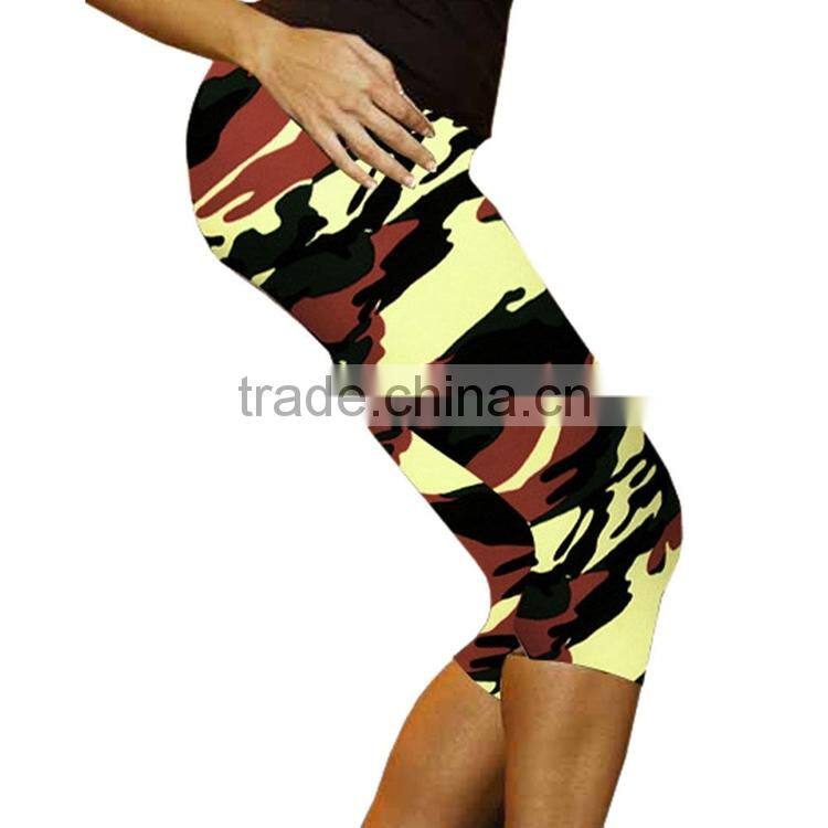 Custom printed ladies workout legging,yoga active wear women capri pants