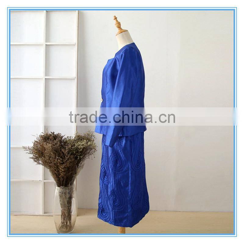 100% Polyester Three-piece Suit Dark Blue Wholesale Women Church Suits