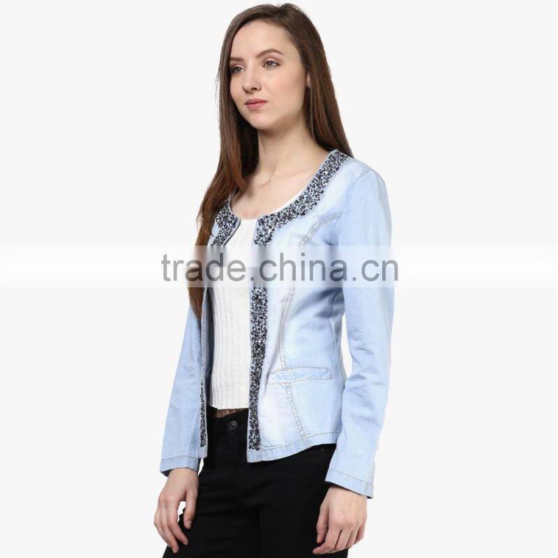 best selling denim jacket women's coat custom design