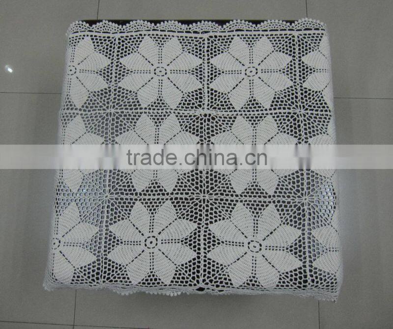 Wholesale white crochet cotton tablecloth embroidery flower pattern