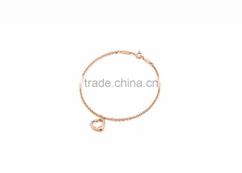 Gold Plated Fancy Dangling Heart Bracelet