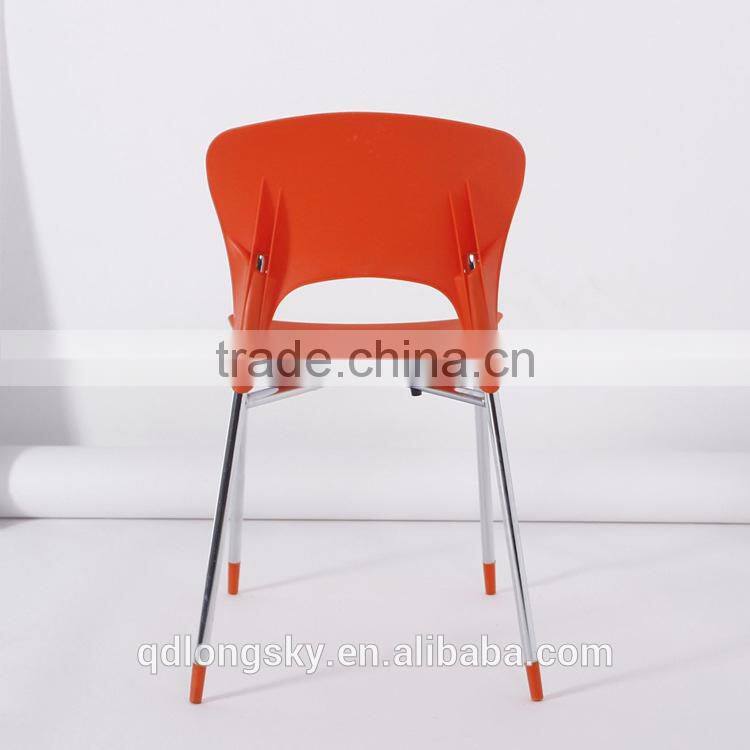 LS-4013 High Quality wholesale PP stacking Plastic Chair for sale Plastic dining Chair with metal legs