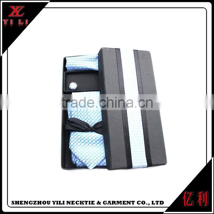 Men new design gift well package polyester tie cufflink hanky set