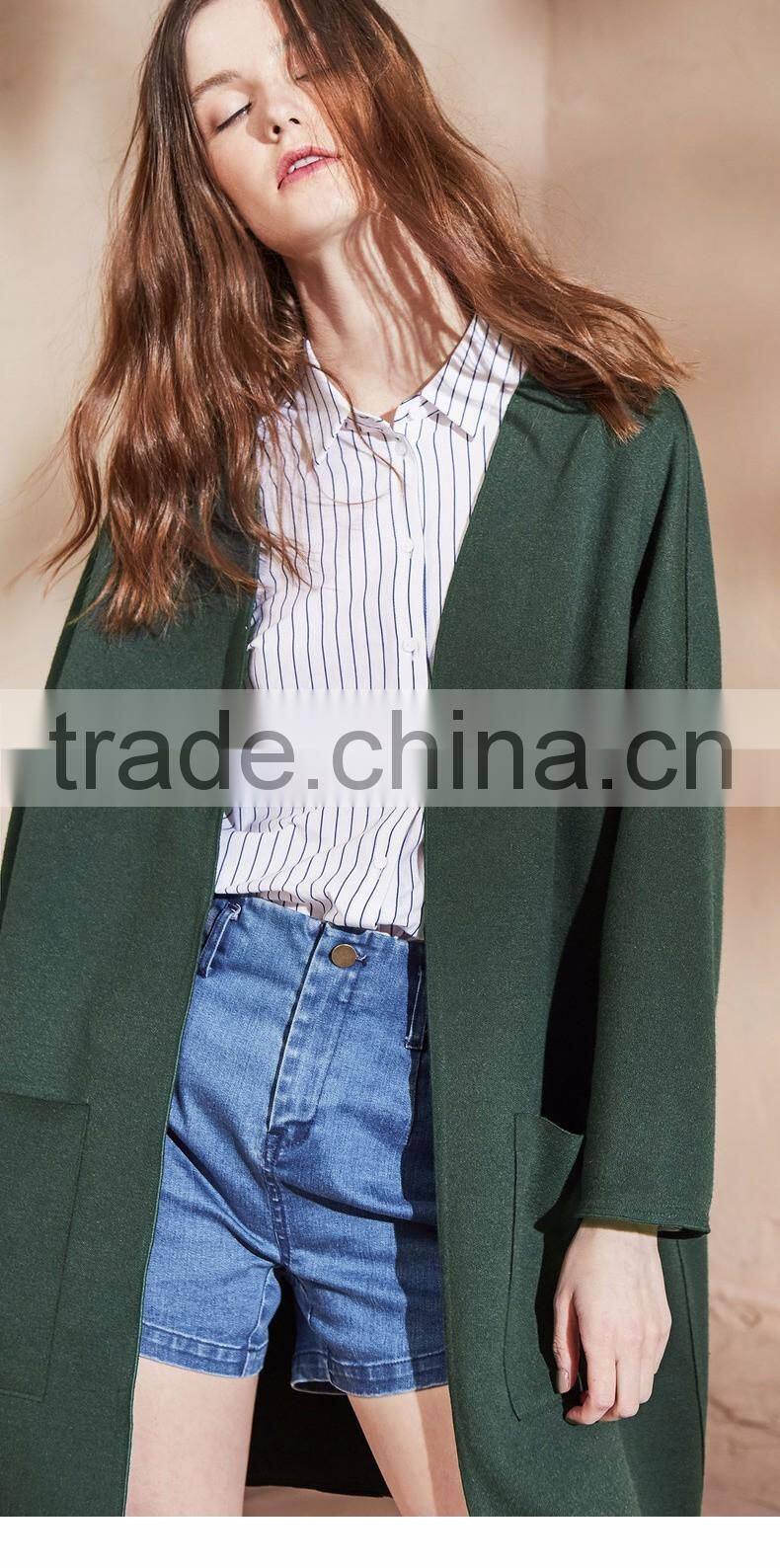 2017 fashion women green color cardigan sweater