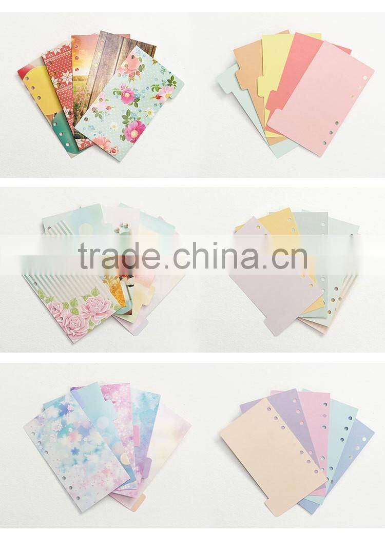 A5/A6 art paper 4/1C printing custom planner index page 6 holes planner internal page