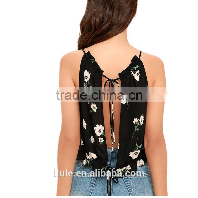 Plus Size Summer Women's Sleeveless Floral Printed Tops Girl Blouse