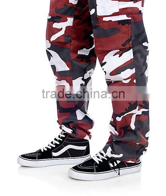 Sport Red camo cargo cotton, polyester pants men's jeans&pants