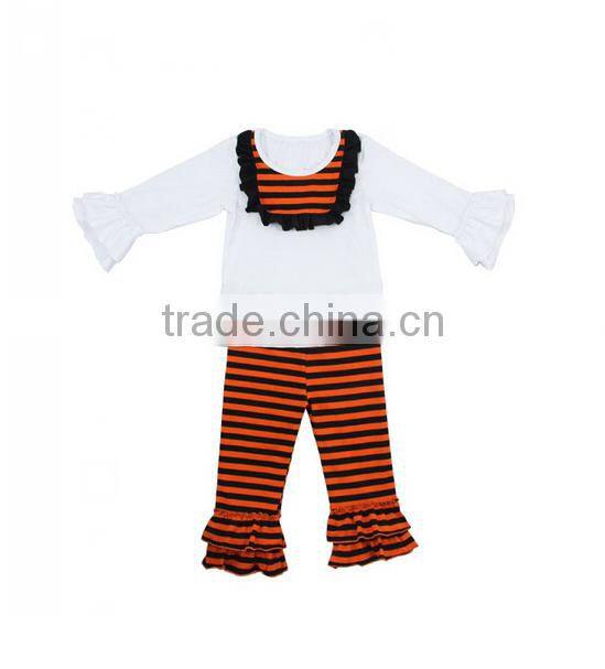 Factory manufactures children clothes Girl's fine orange stripe suit