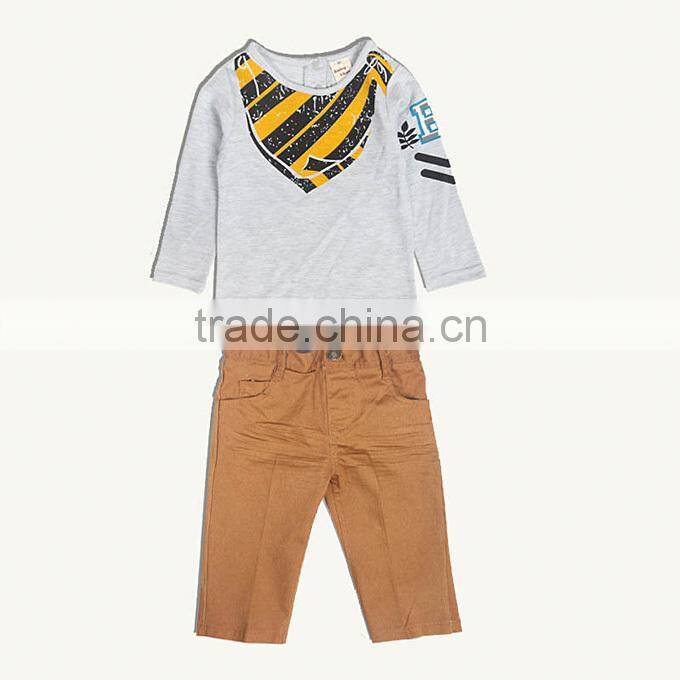 Fashion Design Baby Clothing Sets Casual Cotton Tops And Yellow Pants Boys Clothes Sets Suits For CS40902-13