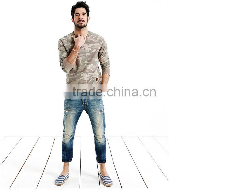 cotton/spandex kint camouflage full printing raglan sleeve military sweater/pullover with overlocking