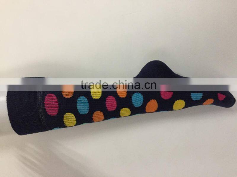 Mid-calf teen girl colorful dot jacquard full terry crew fashion tube socks women