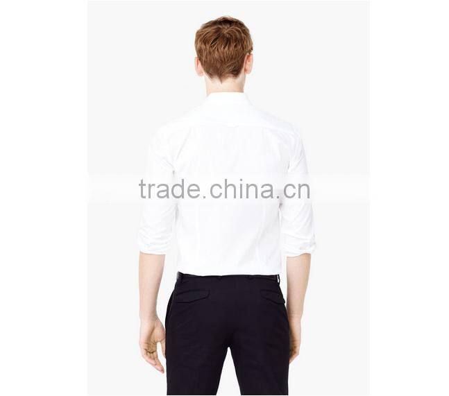 Classic italian Essential white color slim-fit men shirt with classic collar