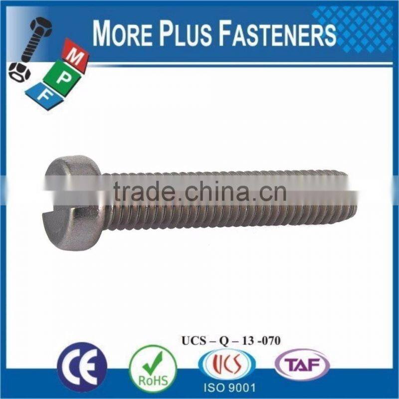 Made in Taiwan Slotted Cheese Head Machine Screws Carbon Steel ISO 1207