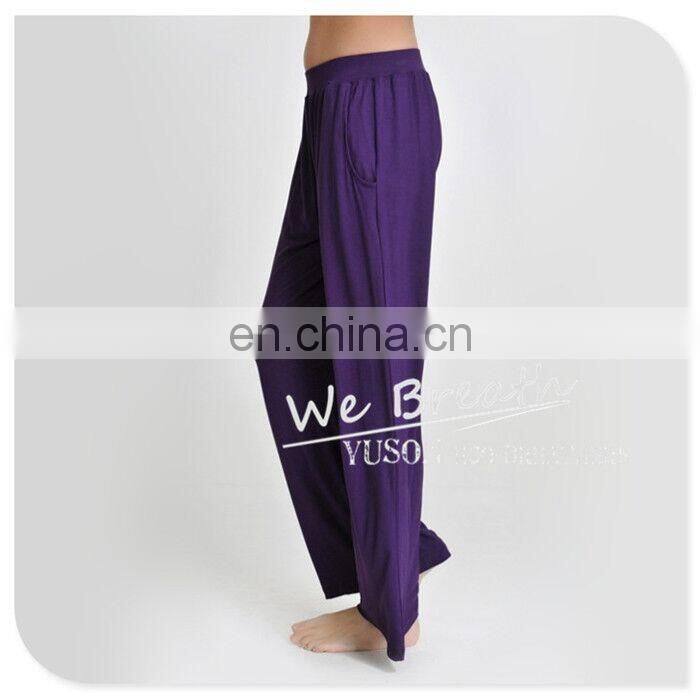 Bamboo Fiber Full Length Casual Pants Solid Colors Yoga Lounge Wear