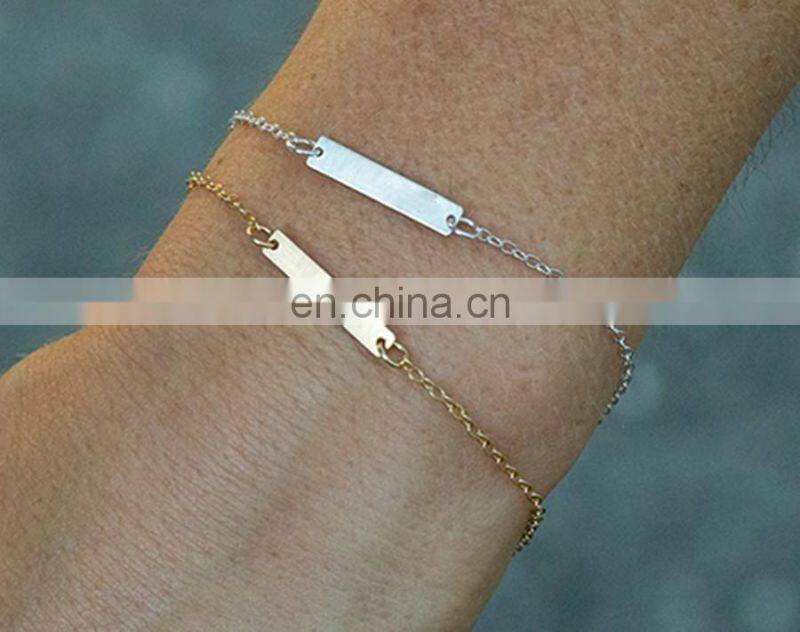 Stamped Friendship Bracelet Tiny and ultra thin minimalist personalized bracelets
