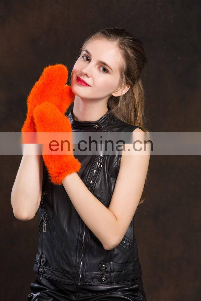 Lady Mink Fur Gloves/Mitten Fur Finger Gloves/Knitted Mink Fur Women Gloves