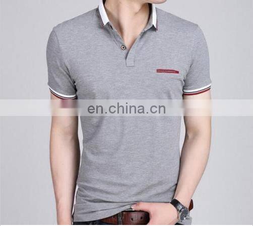 2016 Fashion New Design Solid Color Men's Short Sleeve Polo T Shirt Slim T-shirt with Chest Pocket