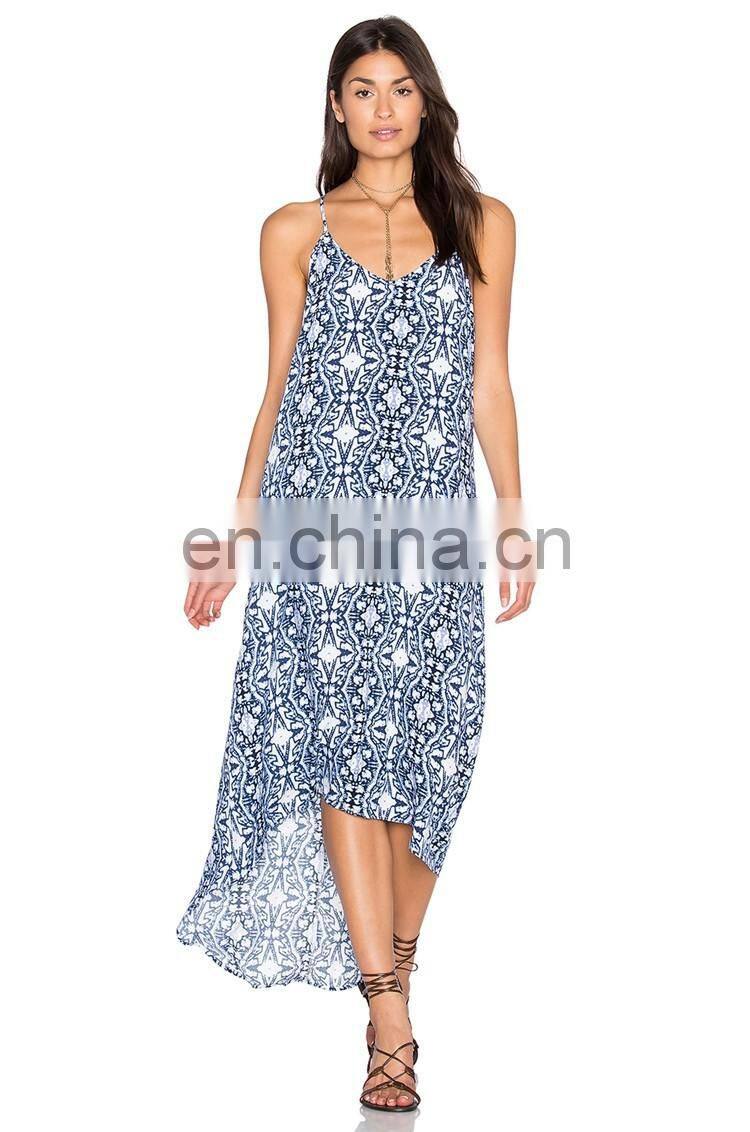 custom made sublimation print fashion women silk long beach dress 2017
