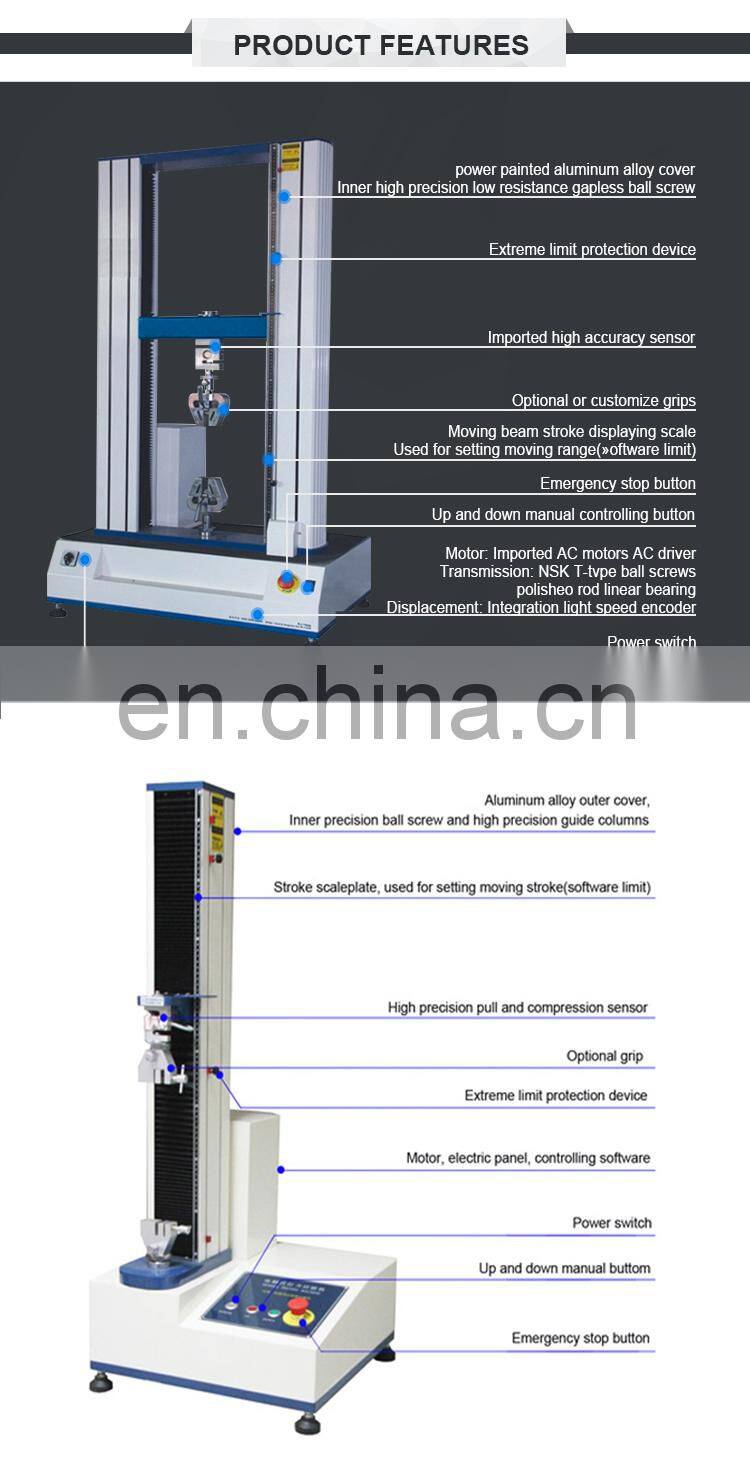 Single Column Fabric Strength Tester Test Apparatus Computer Servo Control Tensile Testing Machine