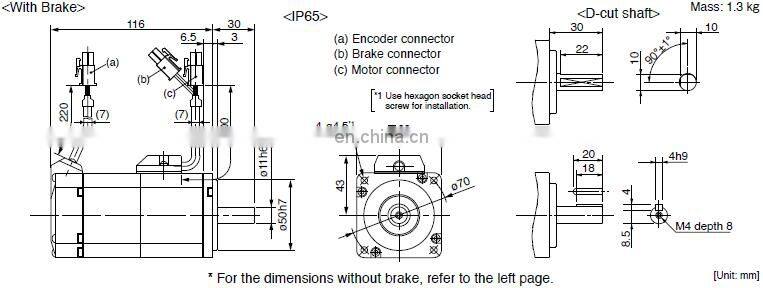 Panasonic servo motor and driver MSMD022G1U / MHMD022G1U + MADHT1507E