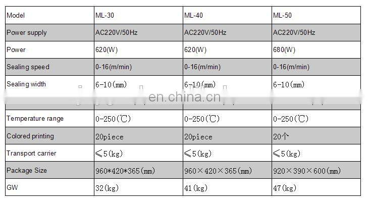 ML-30 Continuous plastic bag film sealing machine