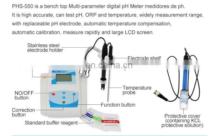 Hot selling portable bench top ph meter for aquaculture industrial water quality ph meter with LCD