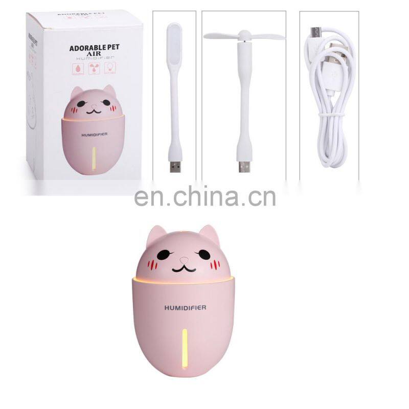Wholesale portable CE night light function mini usb fan air humidifier for bedroom