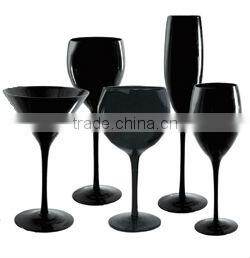 promotional wholesale hand blow black ballon wine glass