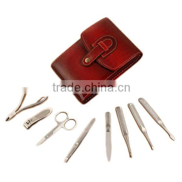 PU case 7pcs stainless steel manicure set for the purse