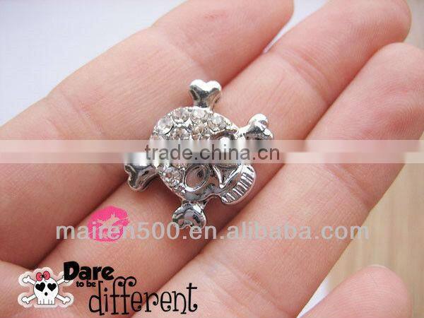 Free Shipping DIY Rhinestone Skull Slide Charm
