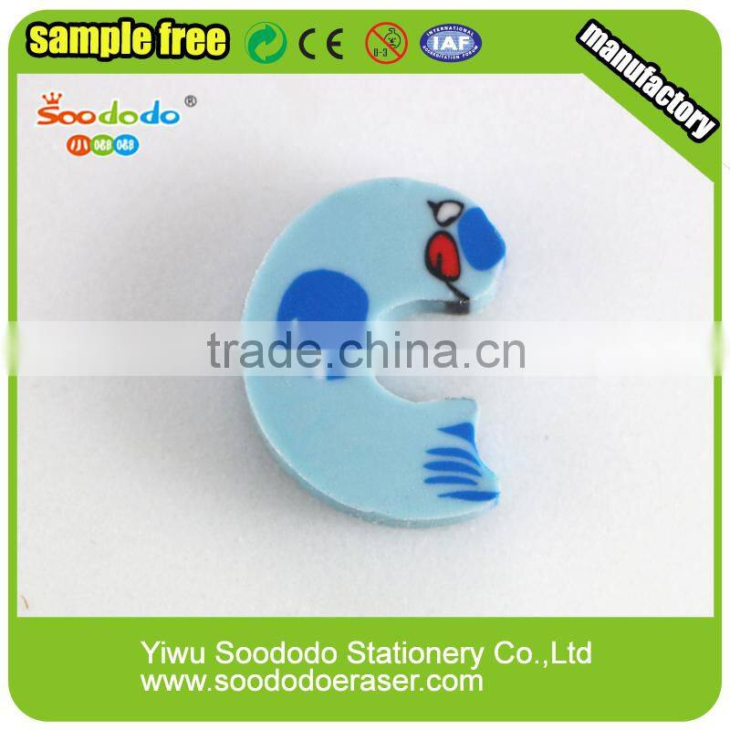 Cute Extruded rubber erasers animal letter eraser