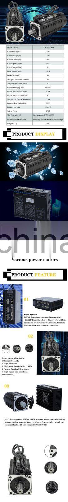 SZGH 750W servo motor and middle inertia in cnc powerful mini servo motors spindle servo motor