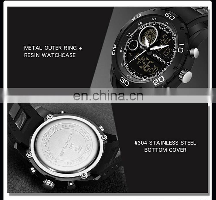 SANDA 795-1 Latest Water Resistant Analog Digital Silicone Watches Fashion Branded Wrist Watch