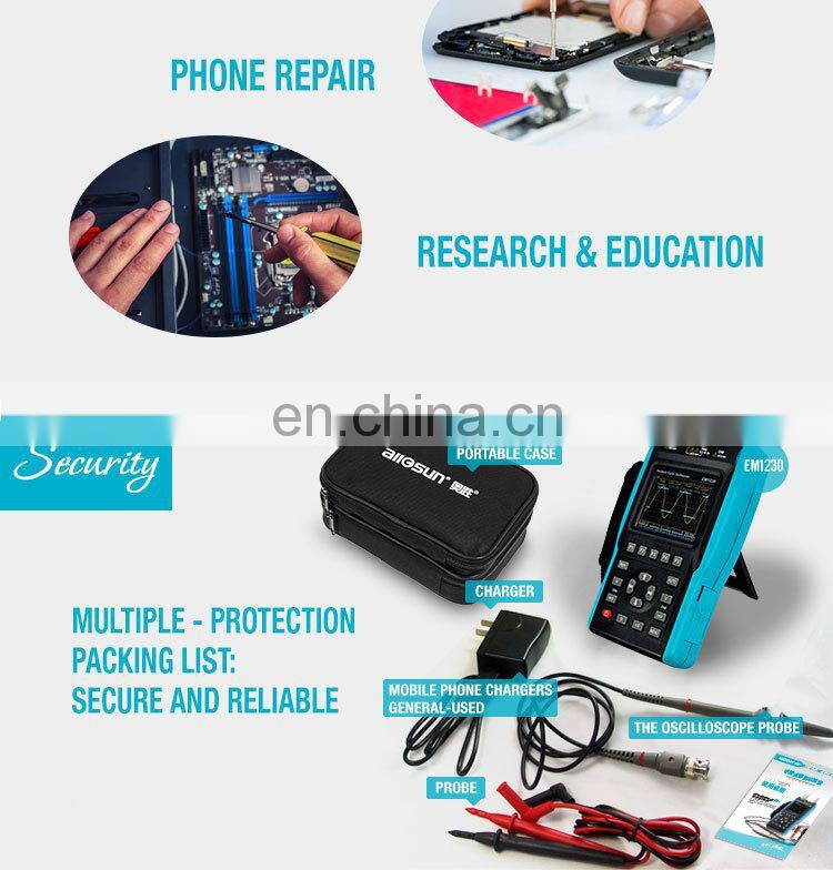 All-sun EM1230 Handheld Digital Storage Oscilloscope 25MHz 100M Sa/s Scope Meter with LED backlight stock in US
