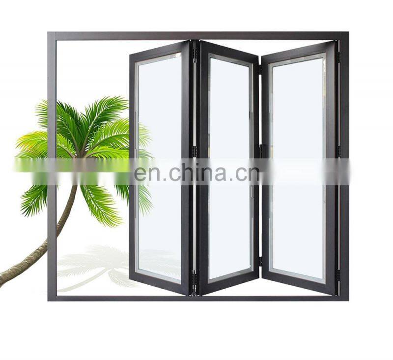 Superhouse folding glass windows NFRC AS2047 Standard Exterior Aluminum Sliding Bi Fold Folding Patio Glass Doors