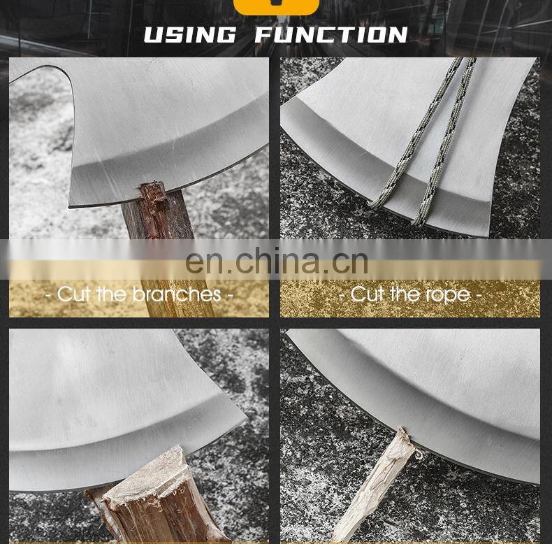 Outdoor high hardness stainless steel axe cluster from survival safety axe solid wood handle climbing axe