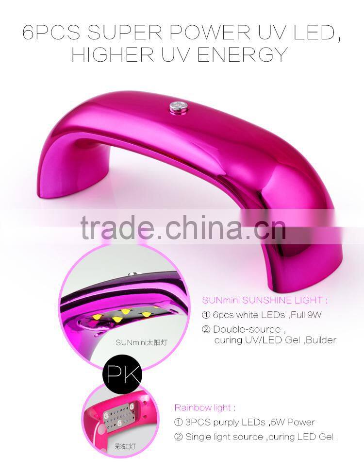 9W Sun Light rainbow shape uv nail lamp with 4 bottles nail polish kit
