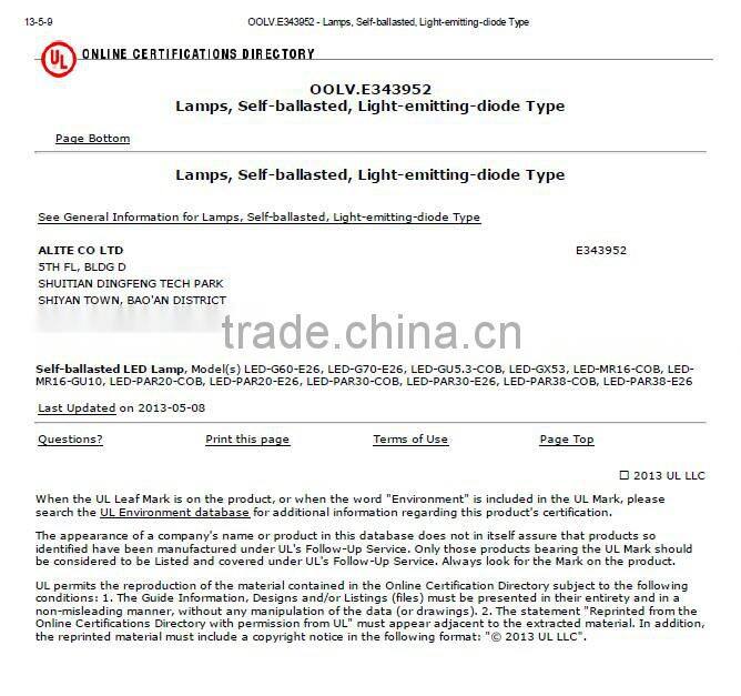 UL CE 8W Par20 e27 220v dimmable led halogen lamps